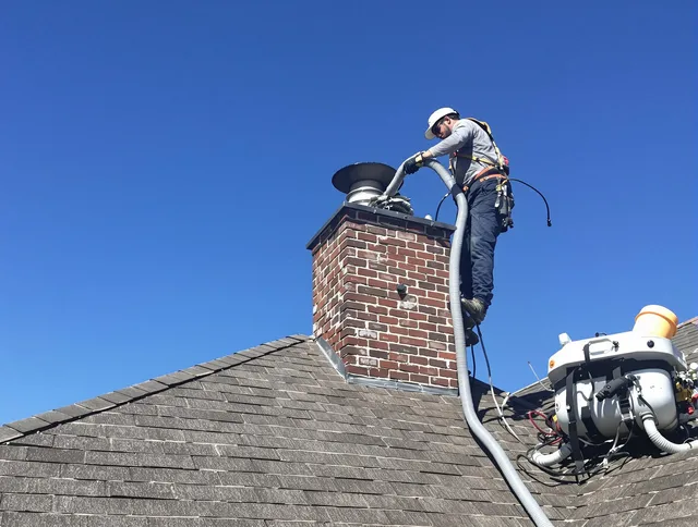 Dedicated Stanton Chimney Sweep team member cleaning a chimney in Stanton, CA