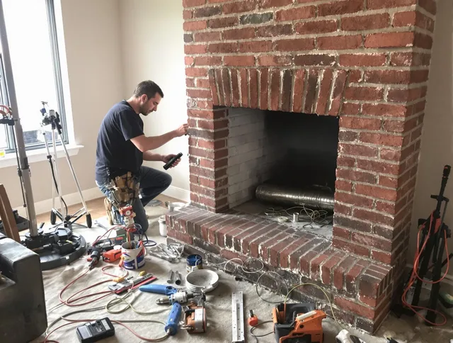 Stanton Chimney Sweep specialist finalizing chimney liner service in Stanton, CA