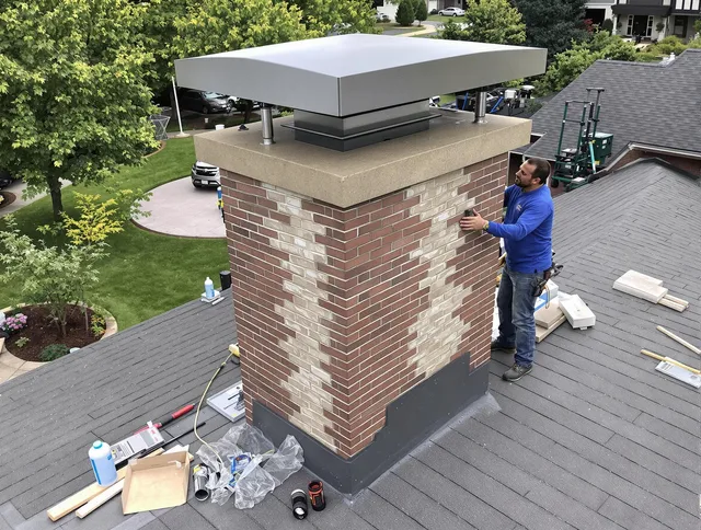 Stanton Chimney Sweep team working on a custom chimney remodel in Stanton, CA